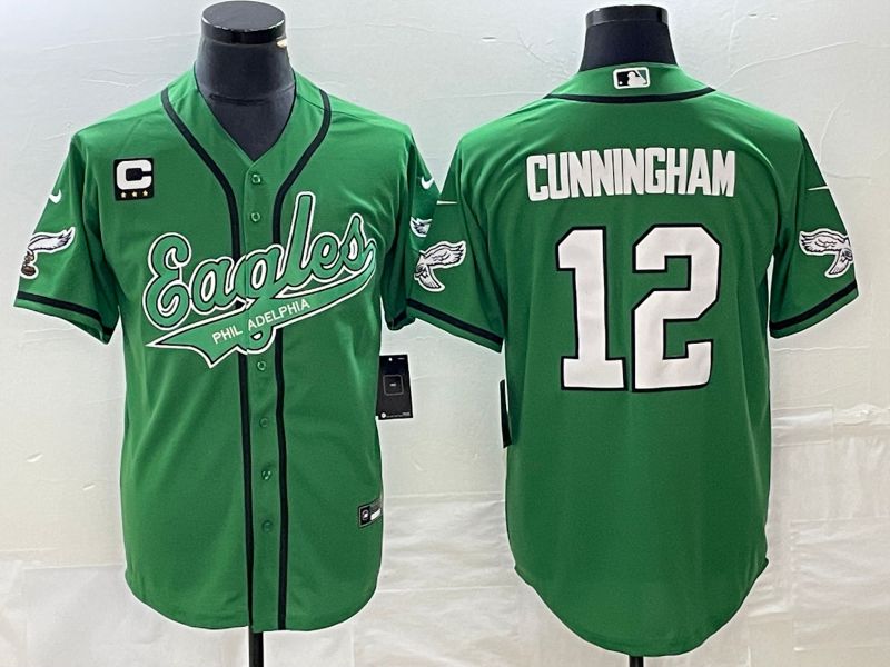 Men Philadelphia Eagles #12 Cunningham Green Co Branding Game NFL Jersey style 1->philadelphia eagles->NFL Jersey